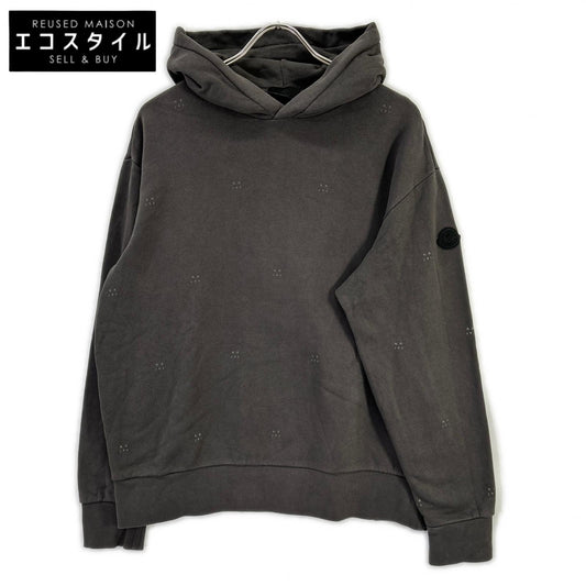 MONCLER モンクレール 22年製 HOODIE グレー コットン Mロゴ スウェットフーディプルオーバー トップス