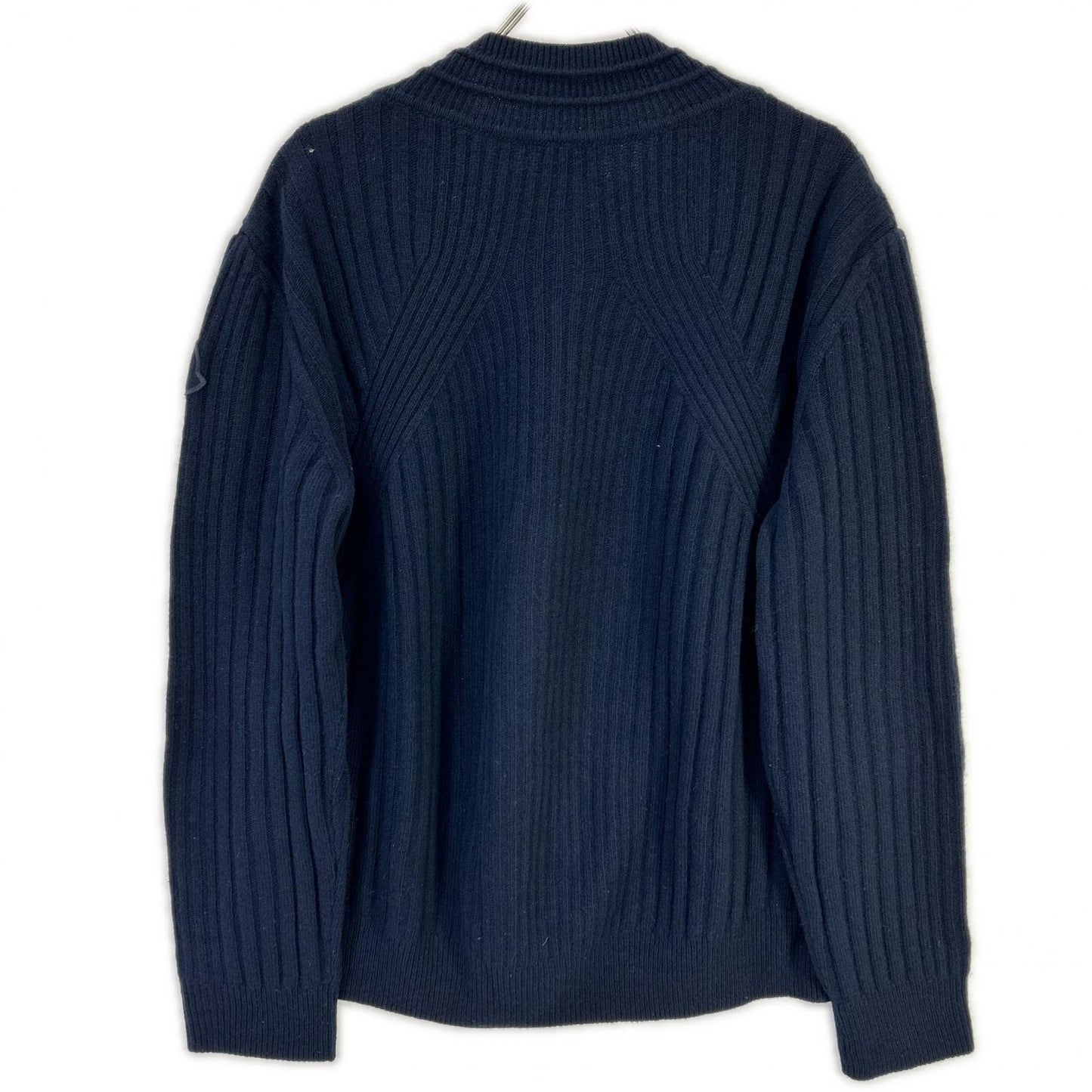 MONCLER モンクレール 22年製 SCOLLO A V TRICOT ネイビー ウール100 Vネック ロゴワッペン ニットプルオーバー トップス