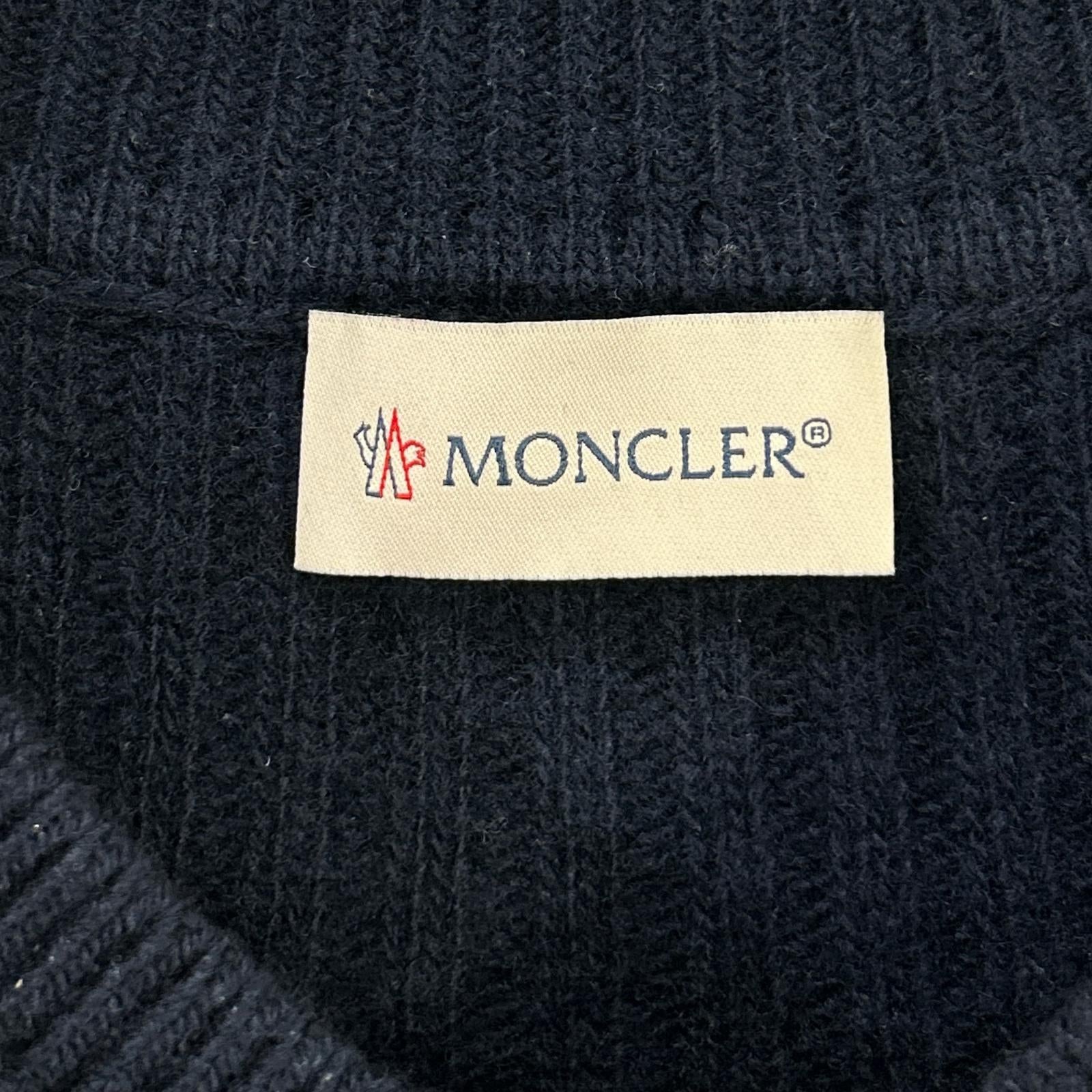 MONCLER モンクレール 22年製 SCOLLO A V TRICOT ネイビー ウール100 Vネック ロゴワッペン ニットプルオーバー トップス