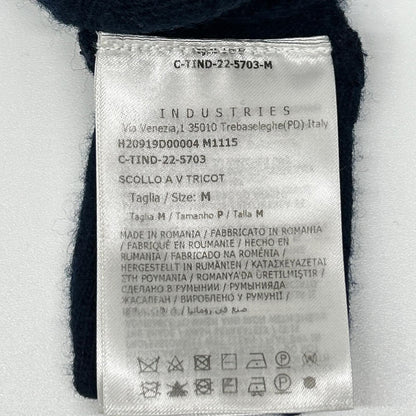MONCLER モンクレール 22年製 SCOLLO A V TRICOT ネイビー ウール100 Vネック ロゴワッペン ニットプルオーバー トップス