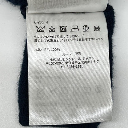 MONCLER モンクレール 22年製 SCOLLO A V TRICOT ネイビー ウール100 Vネック ロゴワッペン ニットプルオーバー トップス
