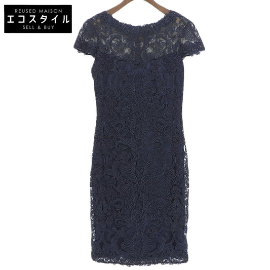TADASHI SHOJI タダシショージ 美品 レースデザイン パーティードレス ワンピース レディース ネイビー 4 ALX1512M ワンピース