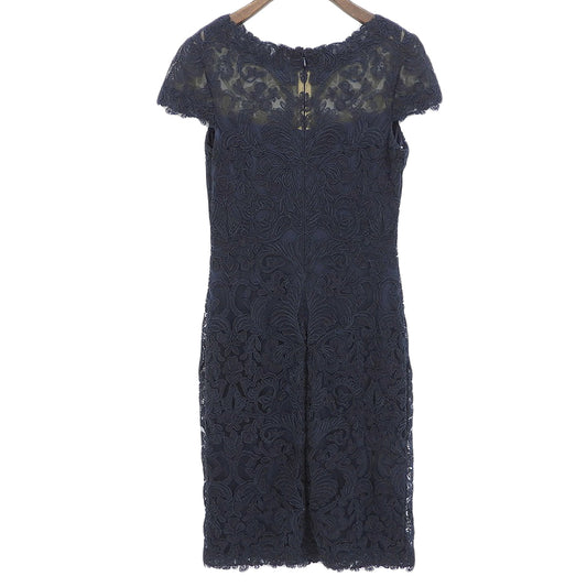 TADASHI SHOJI タダシショージ 美品 レースデザイン パーティードレス ワンピース レディース ネイビー 4 ALX1512M ワンピース