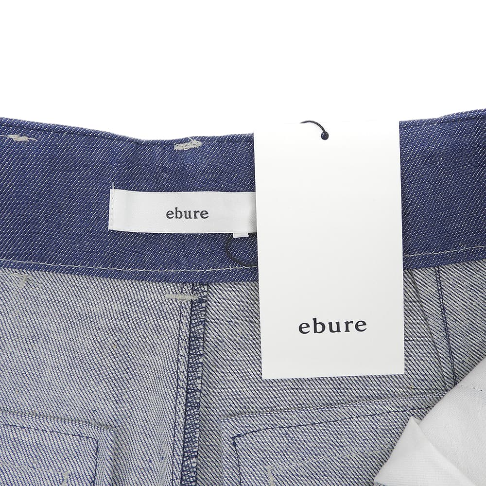 ebure エブール 新品同様 インディゴ コットン ワイドストレートシルエット リアクティブデニムパンツ ボトムス レディース 36 9910600407 ボトムス