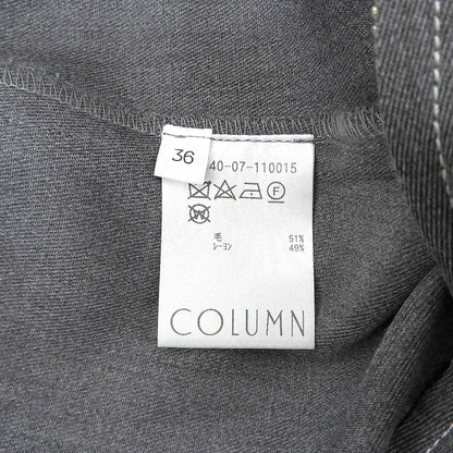COLUMN コラム 新品同様 ウール×レーヨン ホワイトステッチ ハイウエスト タックワイドストレートパンツ グレー 36 32-140-07-110015 ボトムス