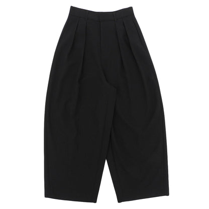 Curensology カレンソロジー 美品 レーヨン混 ダブルクロスツータックワイドパンツ ボトムス レディース 黒 ブラック 36 CL405120ER-02 ボトムス