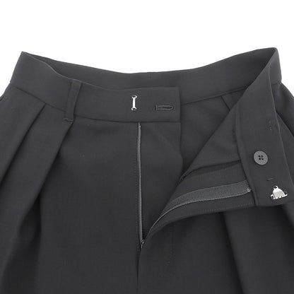Curensology カレンソロジー 美品 レーヨン混 ダブルクロスツータックワイドパンツ ボトムス レディース 黒 ブラック 36 CL405120ER-02 ボトムス