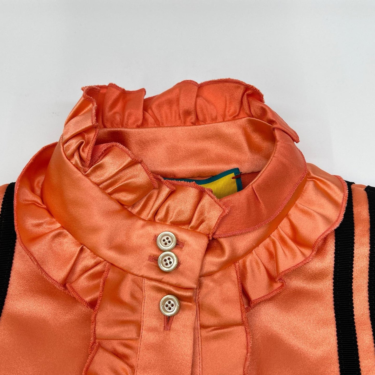GUCCI グッチ ×アディダス 723272 ZHS84 ピンクベージュ フリルスタンドカラー ダッチェスシルクシャツワンピース ワンピース