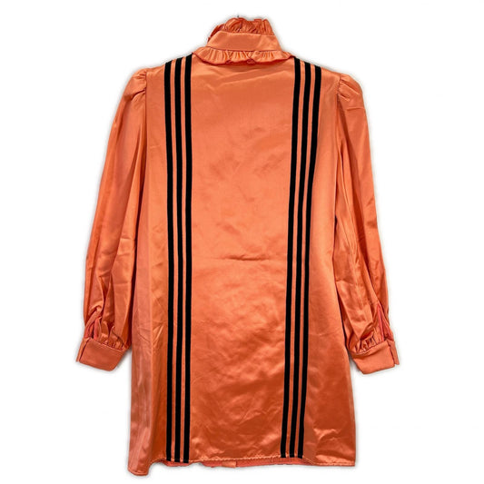 GUCCI グッチ ×アディダス 723272 ZHS84 ピンクベージュ フリルスタンドカラー ダッチェスシルクシャツワンピース ワンピース
