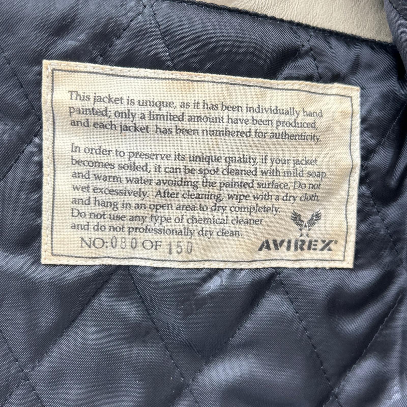 AVIREX アヴィレックス アイボリー ドラゴン ハンドペイント レザージャケット ジャケット