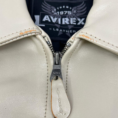 AVIREX アヴィレックス アイボリー ドラゴン ハンドペイント レザージャケット ジャケット