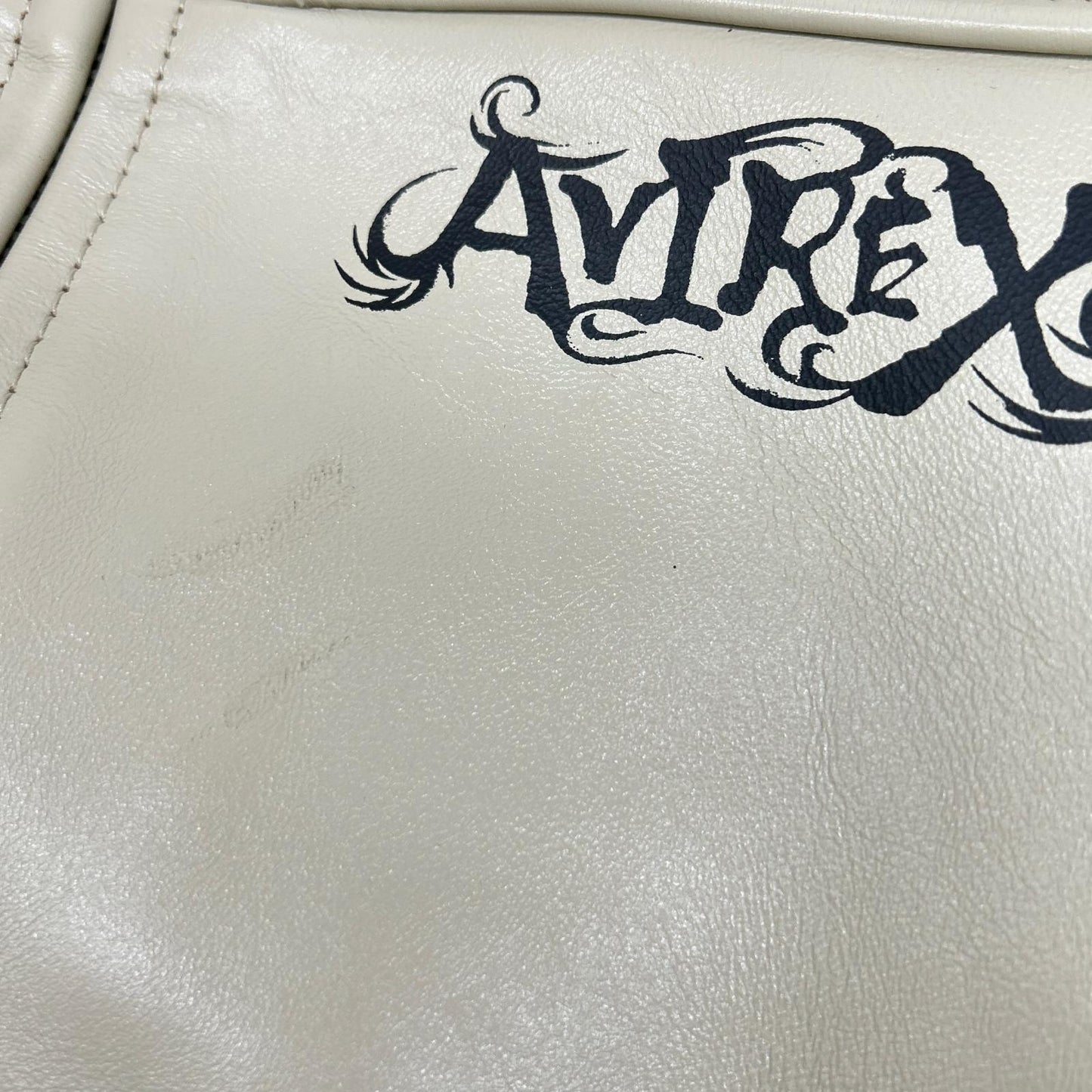 AVIREX アヴィレックス アイボリー ドラゴン ハンドペイント レザージャケット ジャケット