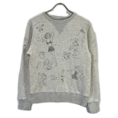 GLADHAND グラッドハンド ベージュ ネズミ ヴィンテージフィニッシュ加工 ハンドペイント GLADDEN スウェット トップス