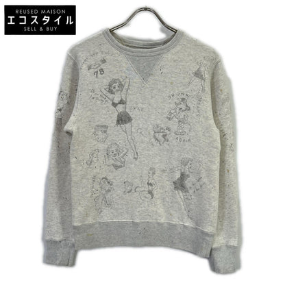 GLADHAND グラッドハンド ベージュ ネズミ ヴィンテージフィニッシュ加工 ハンドペイント GLADDEN スウェット トップス