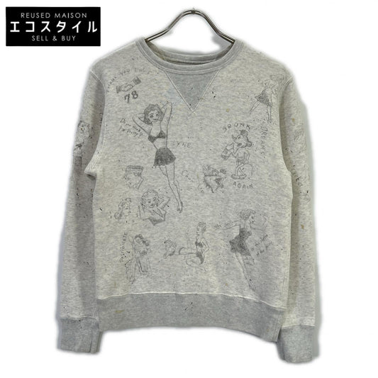 GLADHAND グラッドハンド ベージュ ネズミ ヴィンテージフィニッシュ加工 ハンドペイント GLADDEN スウェット トップス