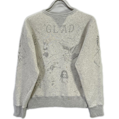 GLADHAND グラッドハンド ベージュ ネズミ ヴィンテージフィニッシュ加工 ハンドペイント GLADDEN スウェット トップス