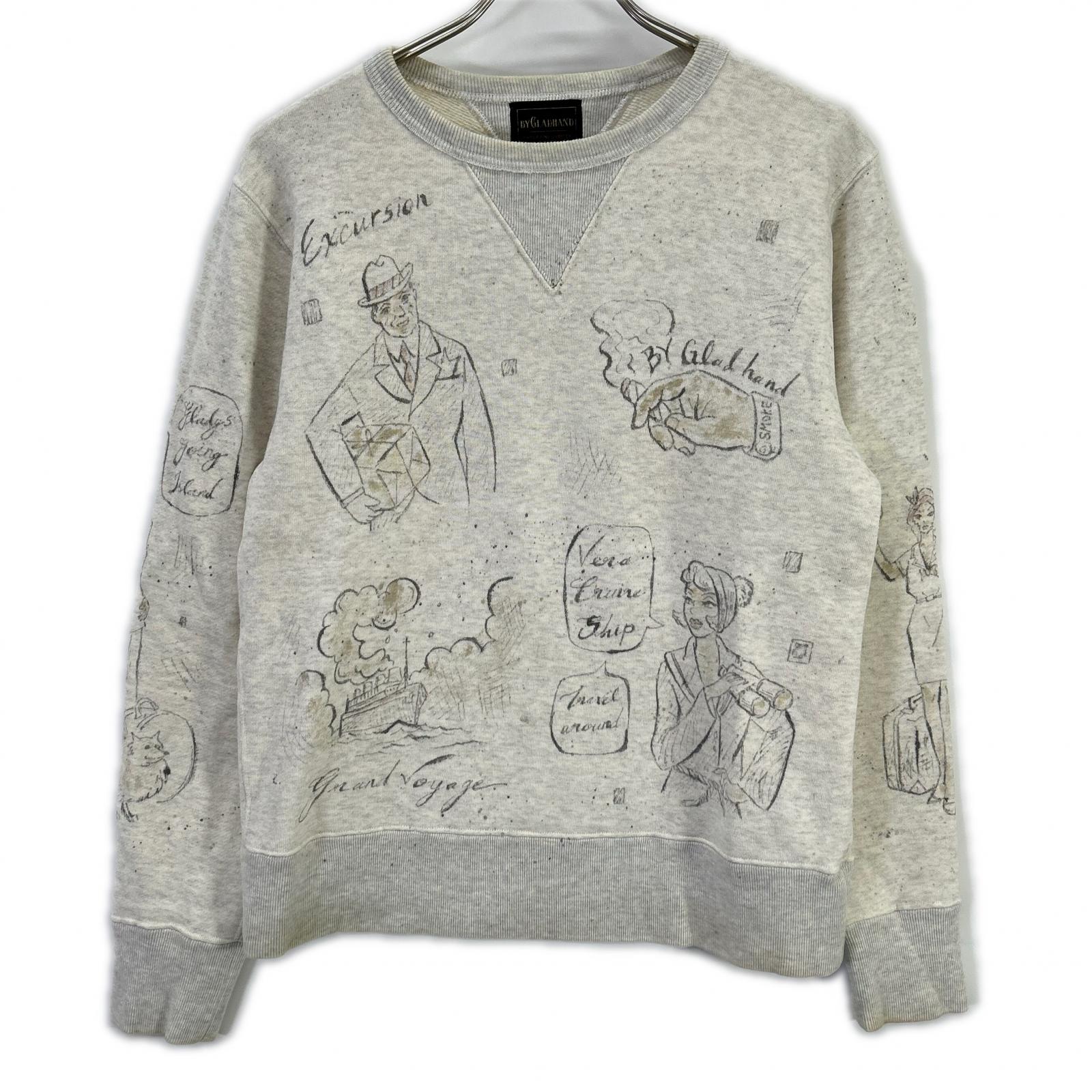 GLADHAND グラッドハンド BYGH-16-AW-14 ベージュ ヴィンテージフィニッシュ加工 ハンドペイント GLADDEN スウェット トップス