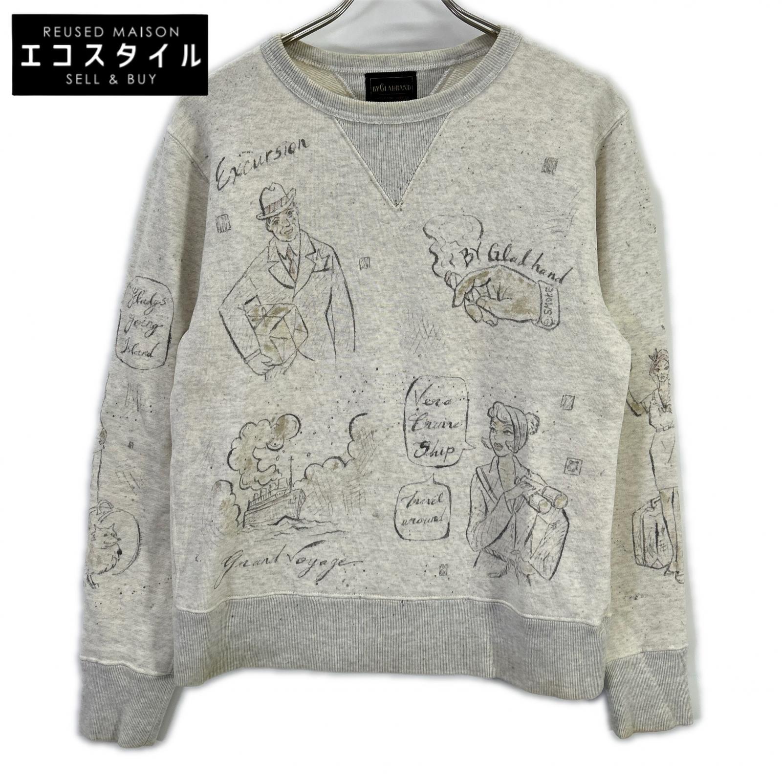 GLADHAND グラッドハンド BYGH-16-AW-14 ベージュ ヴィンテージフィニッシュ加工 ハンドペイント GLADDEN スウェット トップス