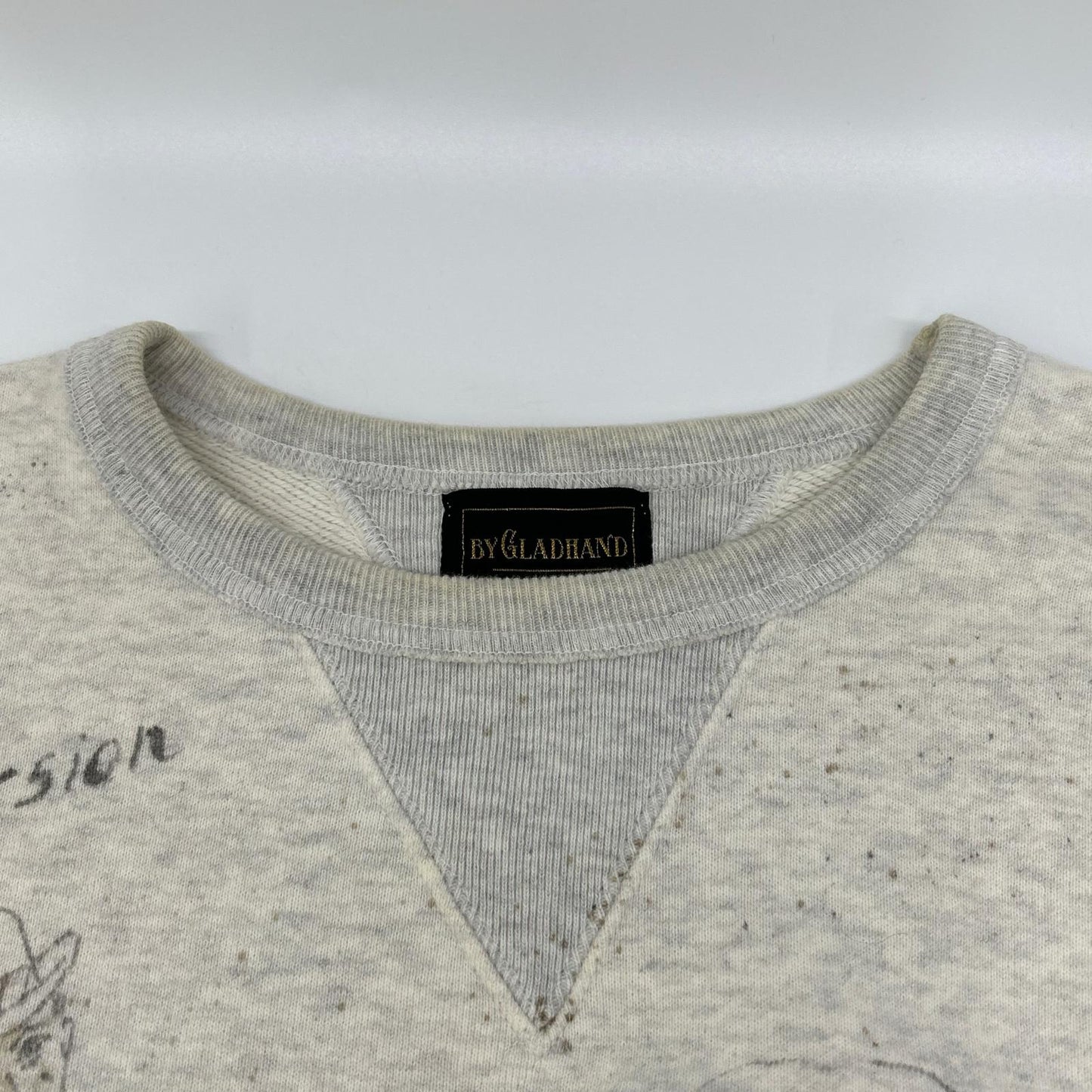 GLADHAND グラッドハンド BYGH-16-AW-14 ベージュ ヴィンテージフィニッシュ加工 ハンドペイント GLADDEN スウェット トップス