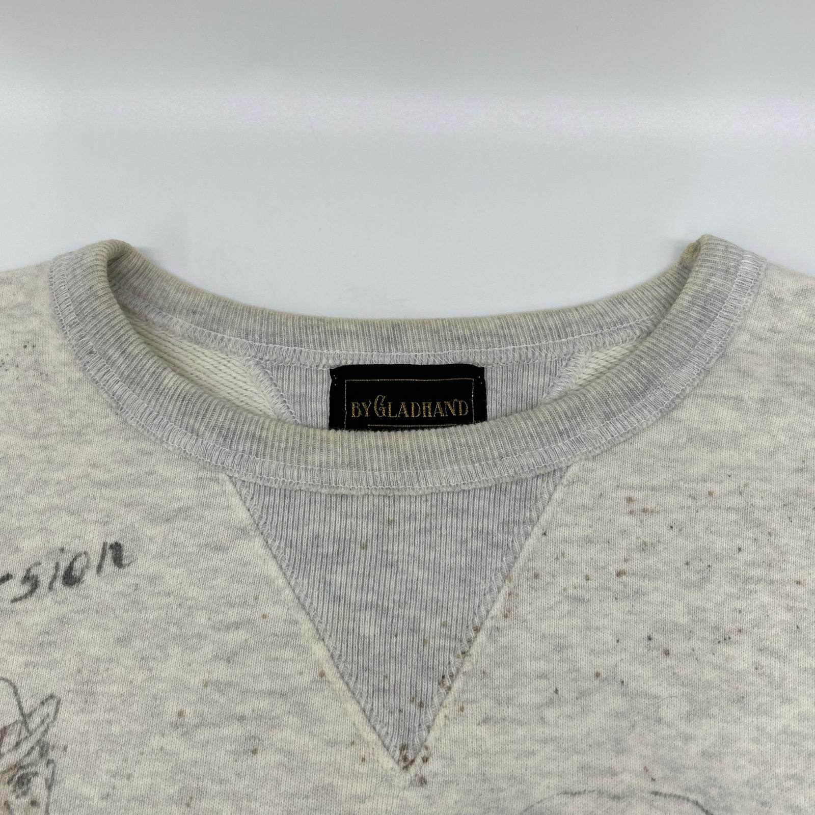 GLADHAND グラッドハンド BYGH-16-AW-14 ベージュ ヴィンテージフィニッシュ加工 ハンドペイント GLADDEN スウェット トップス