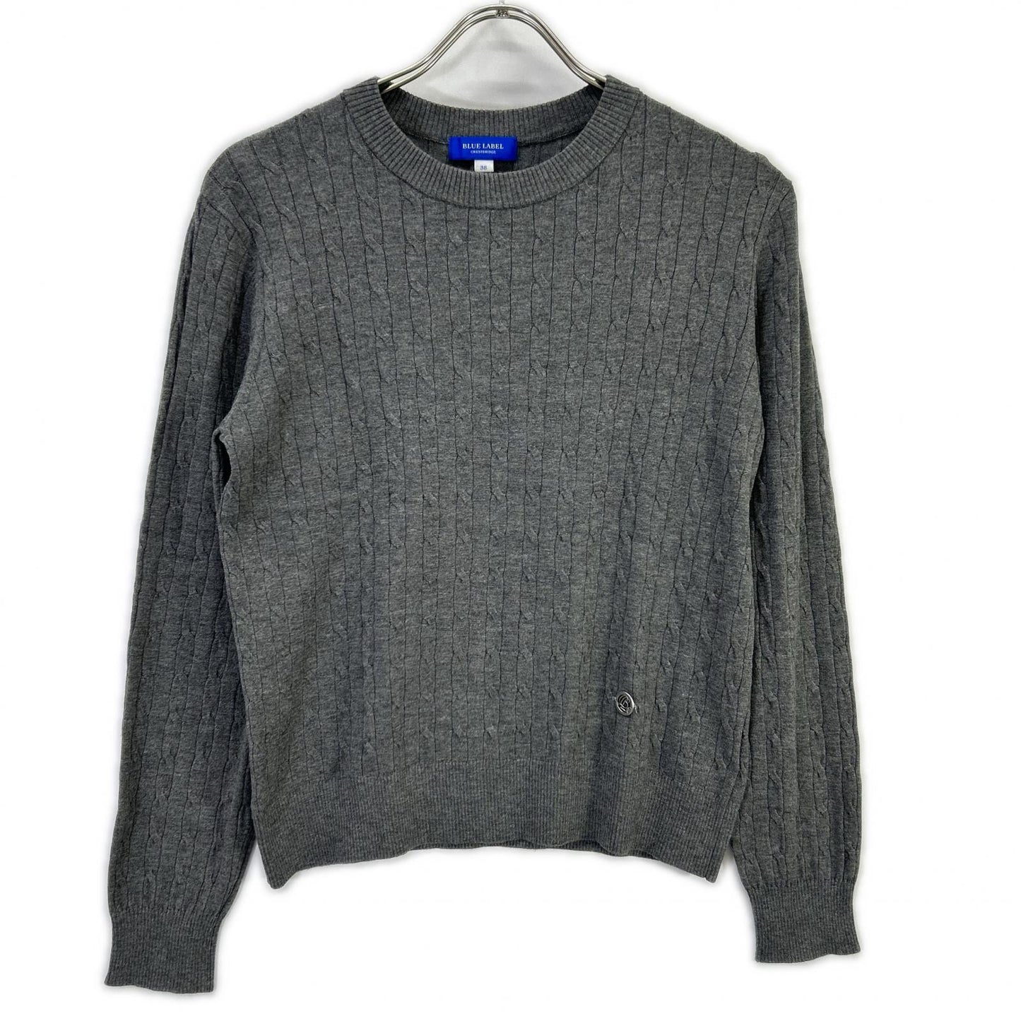 BLUE LABEL CRESTBRIDGE Blue Label Crestbridge Made in 2025 Gray Rayon Stretch Cable-Knit Top