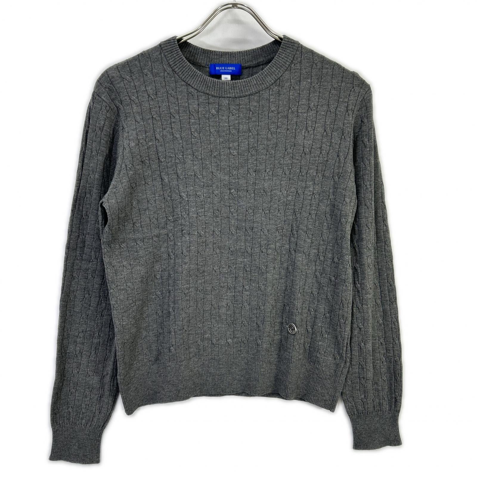 BLUE LABEL CRESTBRIDGE Blue Label Crestbridge Made in 2025 Gray Rayon Stretch Cable-Knit Top