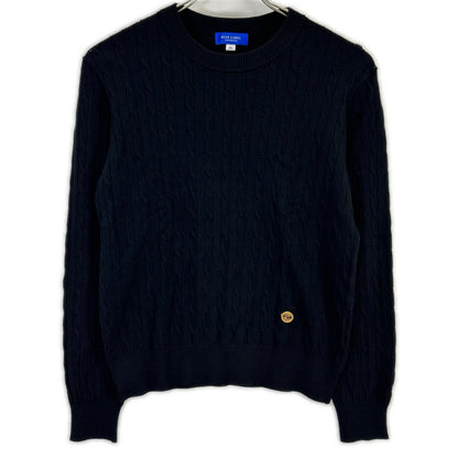BLUE LABEL CRESTBRIDGE Blue Label Crestbridge 2025 Black Rayon Stretch Cable-Knit Top Tops