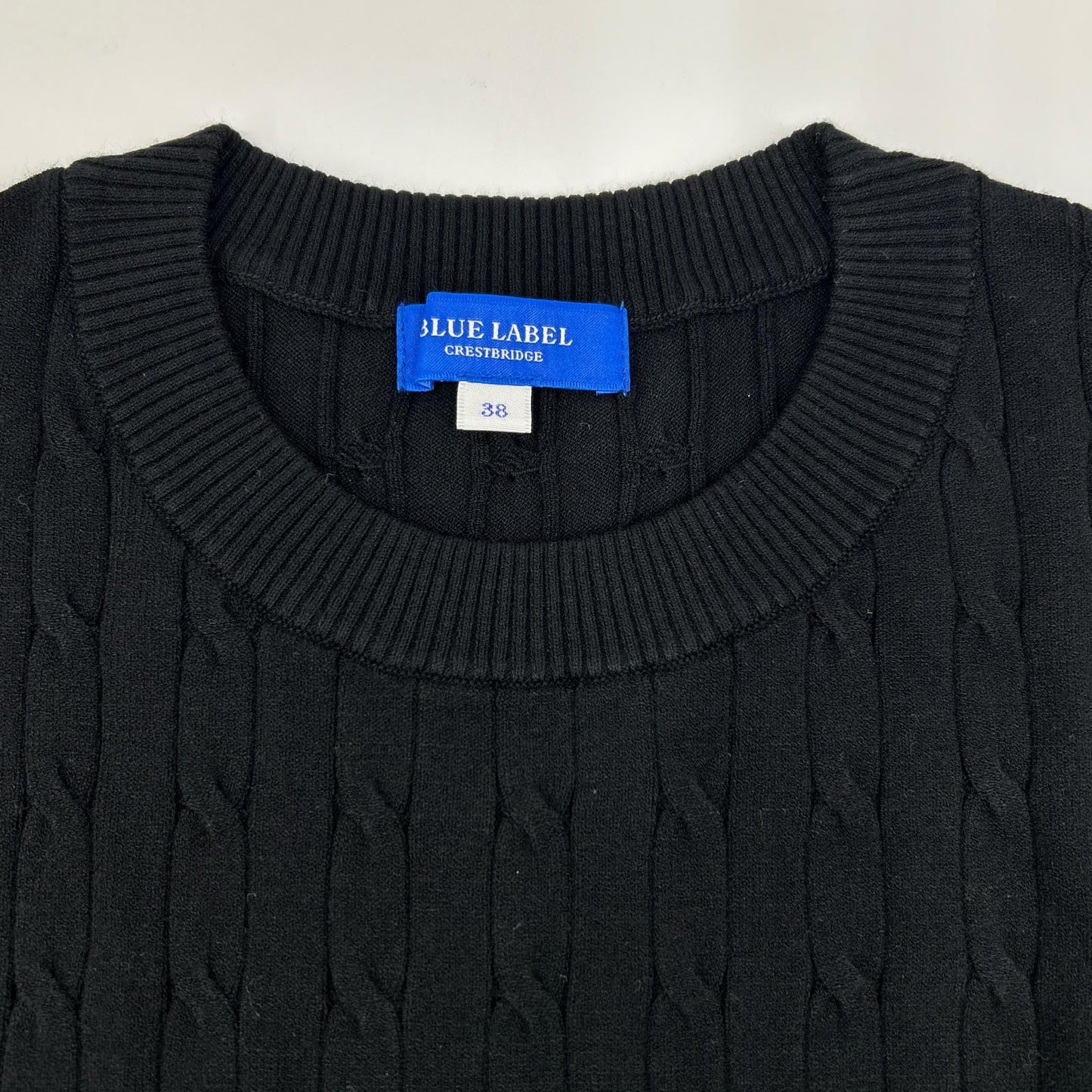BLUE LABEL CRESTBRIDGE Blue Label Crestbridge 2025 Black Rayon Stretch Cable-Knit Top Tops