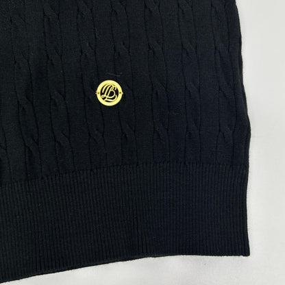 BLUE LABEL CRESTBRIDGE Blue Label Crestbridge 2025 Black Rayon Stretch Cable-Knit Top Tops