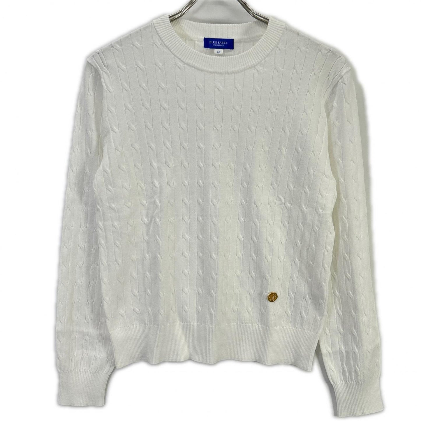 BLUE LABEL CRESTBRIDGE Blue Label Crestbridge Made in 2025 White Rayon Stretch Cable-Knit Top