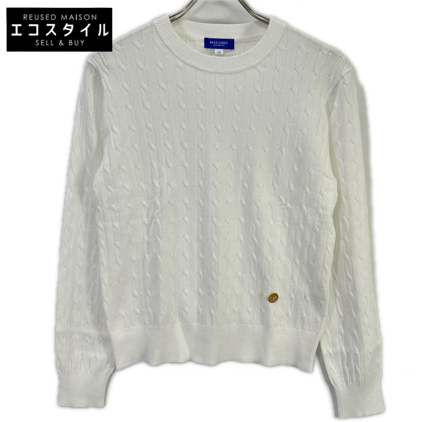 BLUE LABEL CRESTBRIDGE Blue Label Crestbridge Made in 2025 White Rayon Stretch Cable-Knit Top