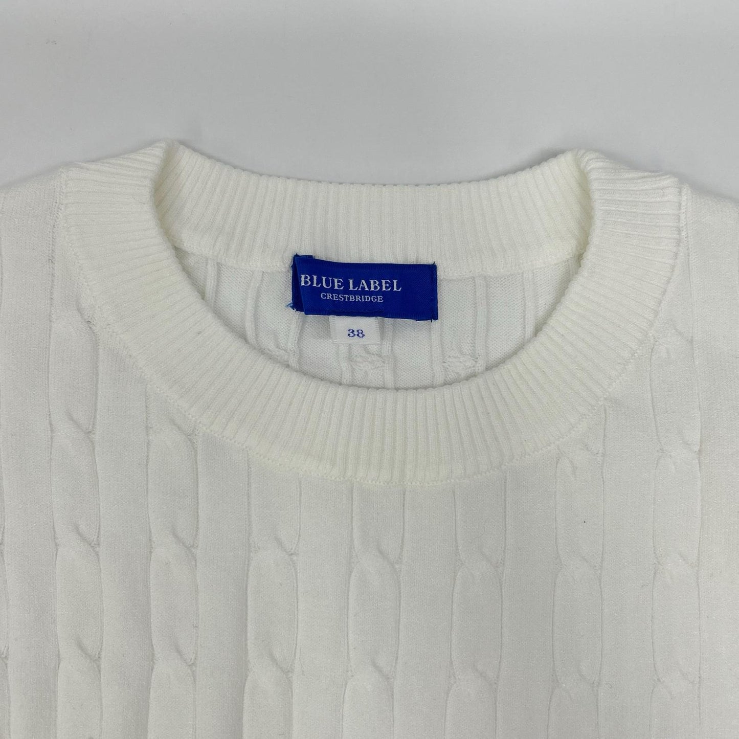 BLUE LABEL CRESTBRIDGE Blue Label Crestbridge Made in 2025 White Rayon Stretch Cable-Knit Top