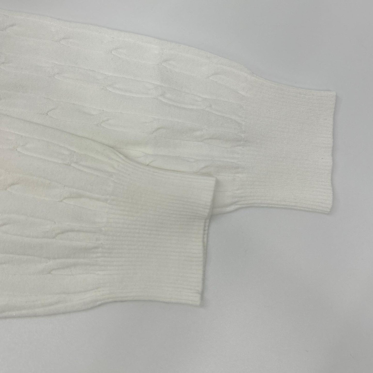 BLUE LABEL CRESTBRIDGE Blue Label Crestbridge Made in 2025 White Rayon Stretch Cable-Knit Top