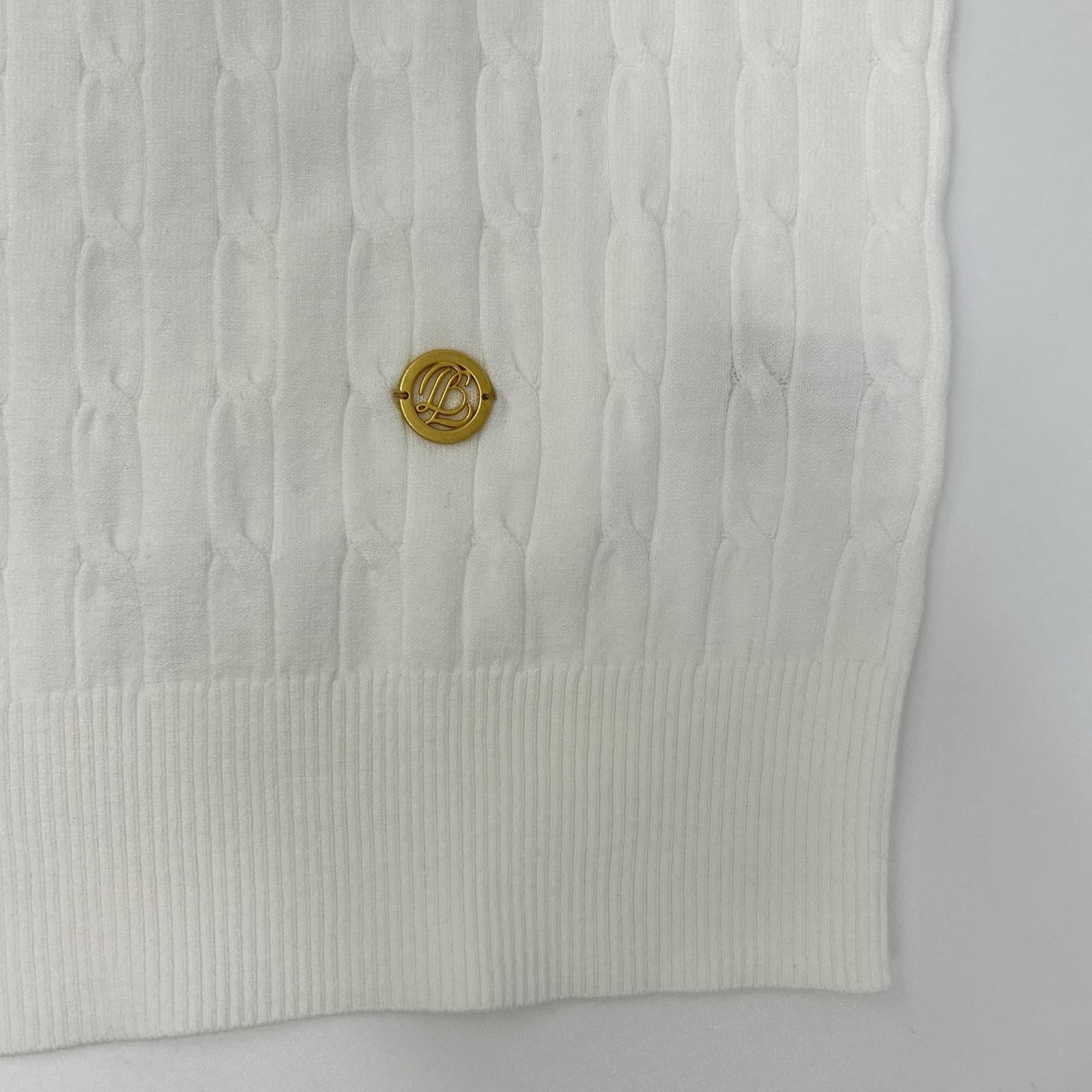 BLUE LABEL CRESTBRIDGE Blue Label Crestbridge Made in 2025 White Rayon Stretch Cable-Knit Top