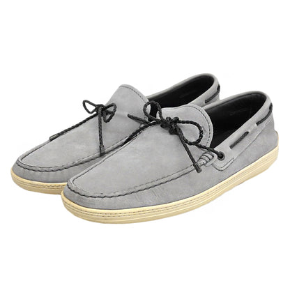 TOD'S トッズ エンボスロゴ スエード デッキシューズ ドライビングシューズ メンズ グレー 9 A シューズ