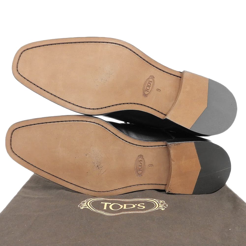 TOD'S トッズ 新品同様 レザー エンボスロゴ ストレートチップ レースアップシューズ メンズ ブラック 9 シューズ
