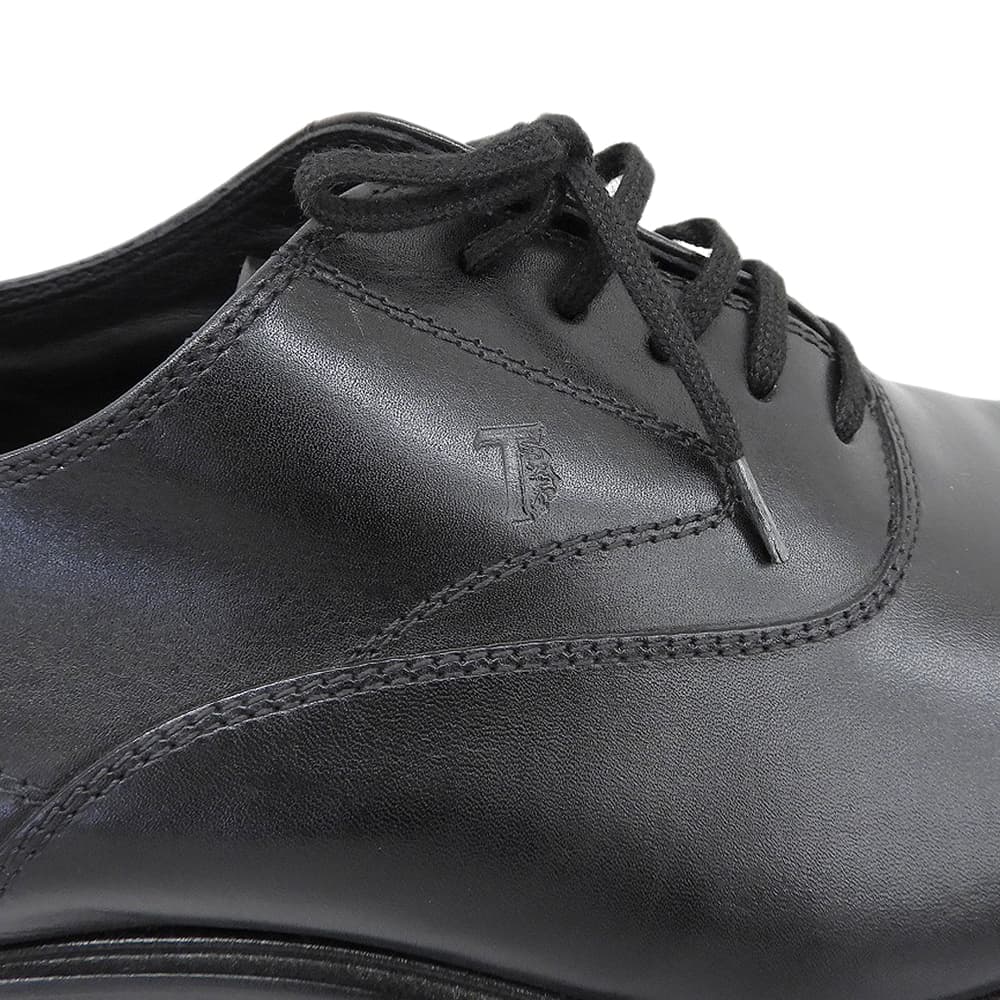 TOD'S トッズ 新品同様 レザー エンボスロゴ ストレートチップ レースアップシューズ メンズ ブラック 9 シューズ
