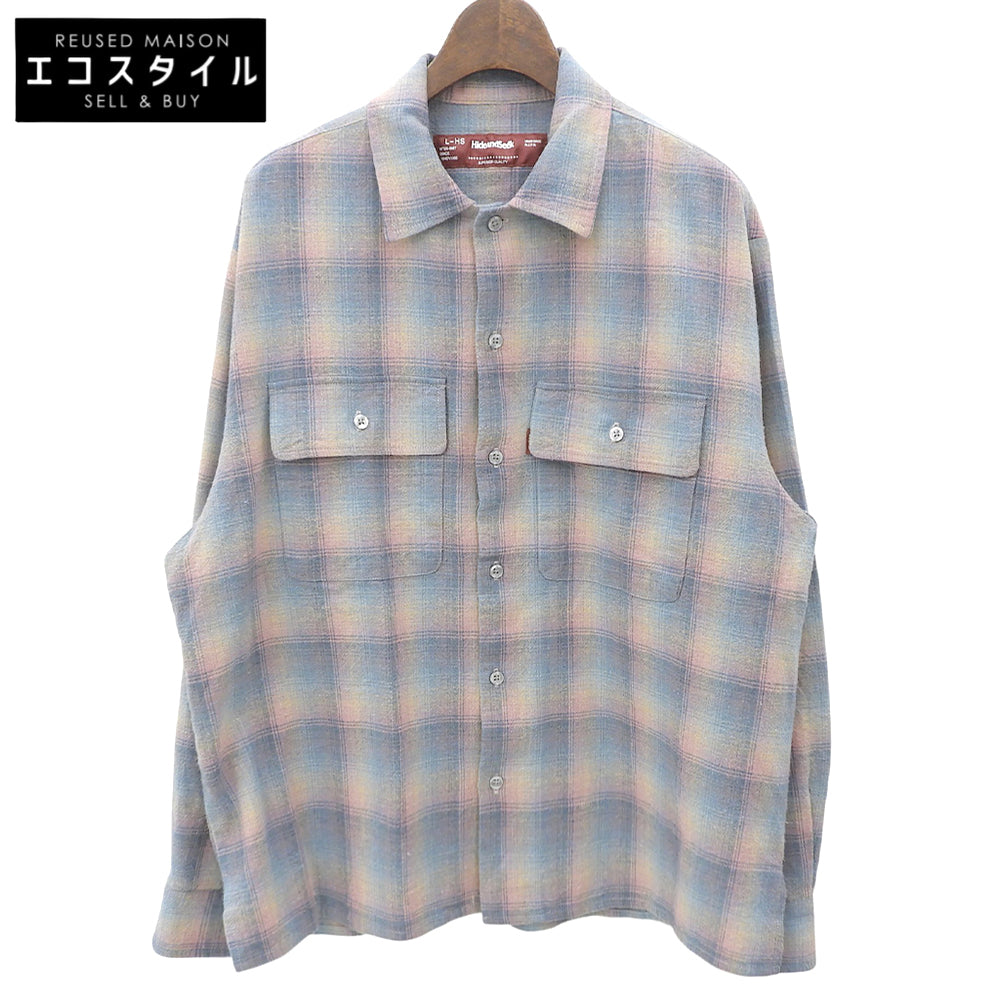 Hide&SeeK Excellent-Condition Flannel Check L/S Shirt Cotton Men's Tops Blue × Pink L HS-010426 Tops
