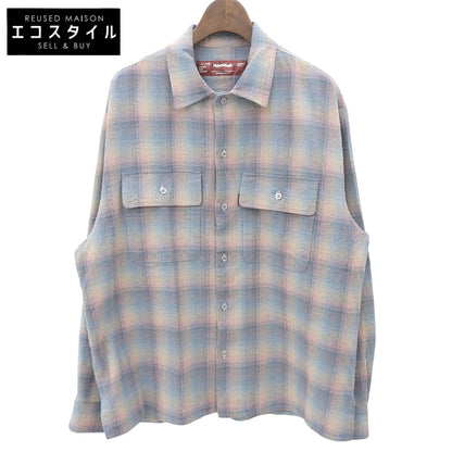 Hide&SeeK Excellent-Condition Flannel Check L/S Shirt Cotton Men's Tops Blue × Pink L HS-010426 Tops