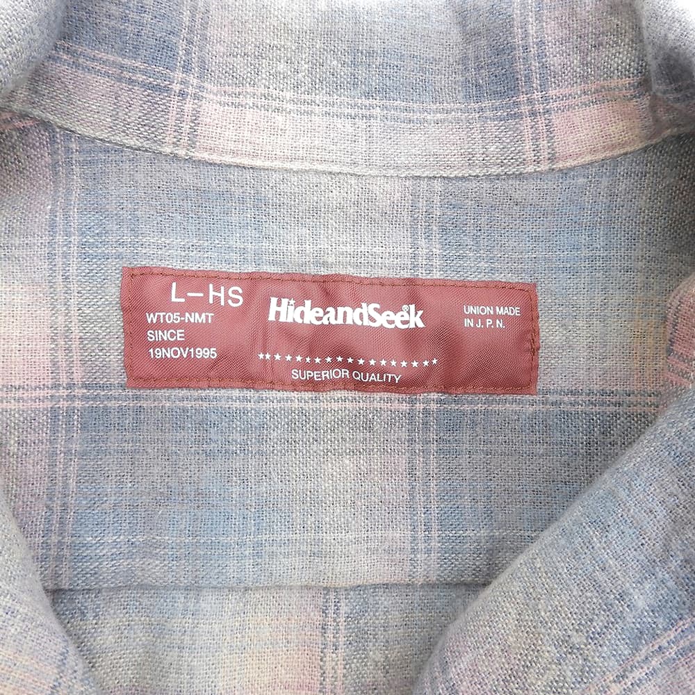 Hide&SeeK Excellent-Condition Flannel Check L/S Shirt Cotton Men's Tops Blue × Pink L HS-010426 Tops