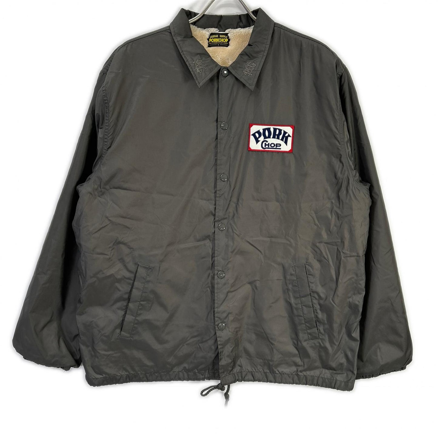 PORKCHOP ポークチョップ グレー ナイロン バックプリント ナイロン BOA COACH JKT/ボアコーチジャケット ジャケット
