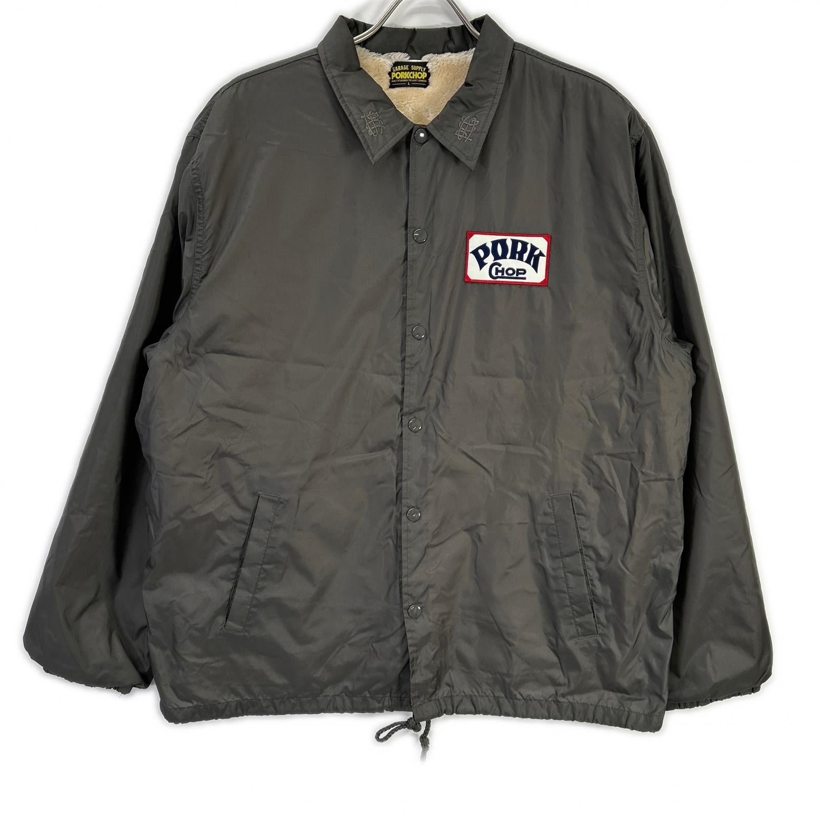 PORKCHOP ポークチョップ グレー ナイロン バックプリント ナイロン BOA COACH JKT/ボアコーチジャケット ジャケット