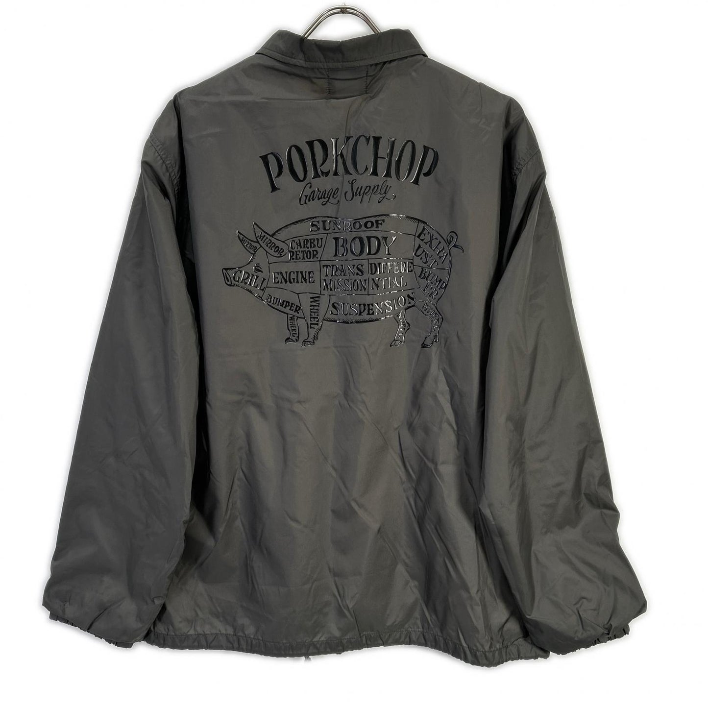 PORKCHOP ポークチョップ グレー ナイロン バックプリント ナイロン BOA COACH JKT/ボアコーチジャケット ジャケット
