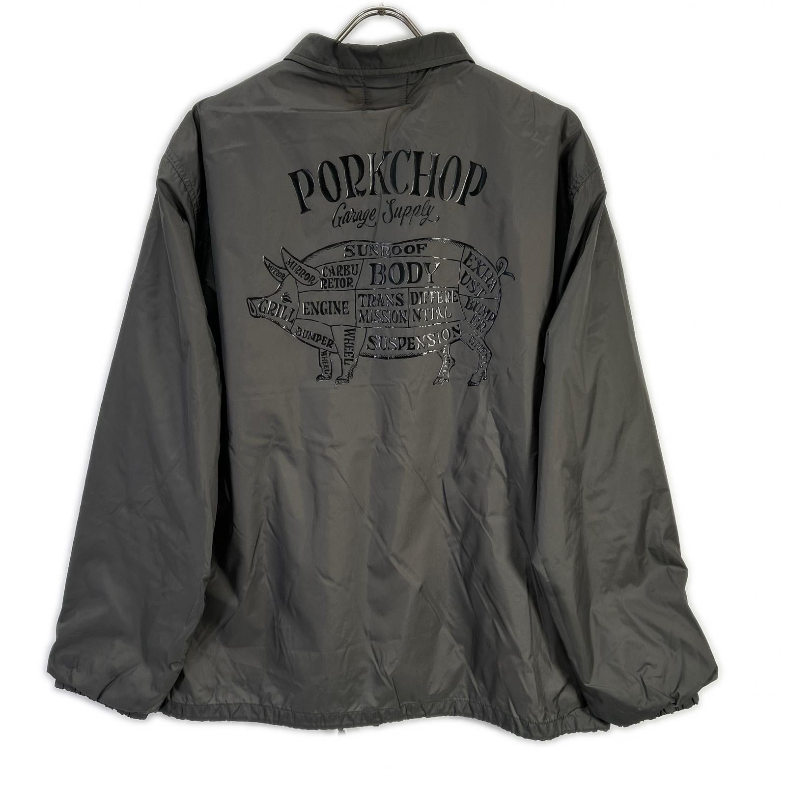 PORKCHOP ポークチョップ グレー ナイロン バックプリント ナイロン BOA COACH JKT/ボアコーチジャケット ジャケット