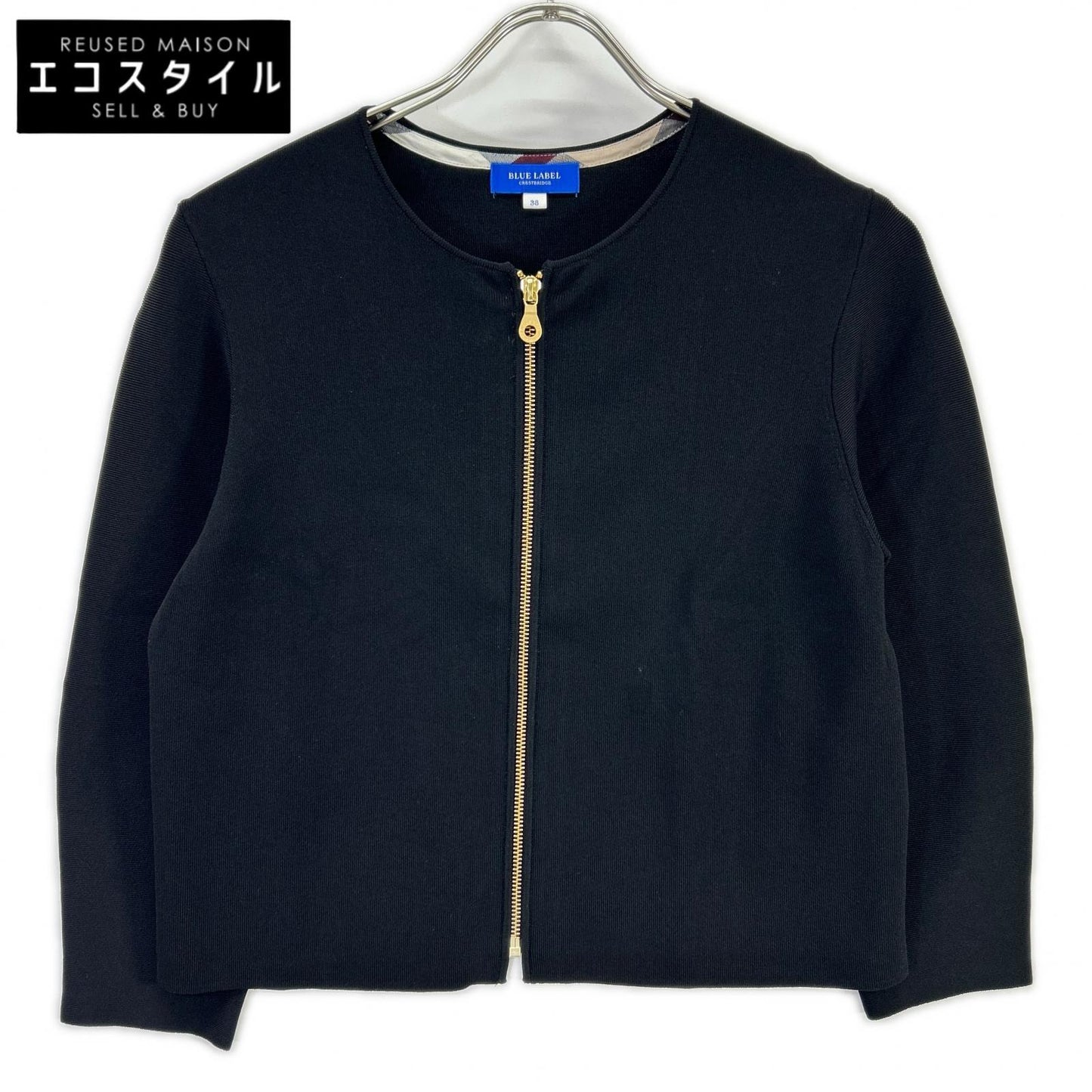 BLACK LABEL CRESTBRIDGE ブラックレーベルクレストブリッジ ブラック 7分袖ニットブルゾン ジャケット