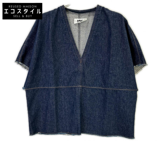 MM6 エムエムシックス 17SS S52NC0085 インディゴ コットン Vネックデニム ハーフスリーブカットソー トップス
