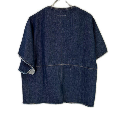 MM6 エムエムシックス 17SS S52NC0085 インディゴ コットン Vネックデニム ハーフスリーブカットソー トップス