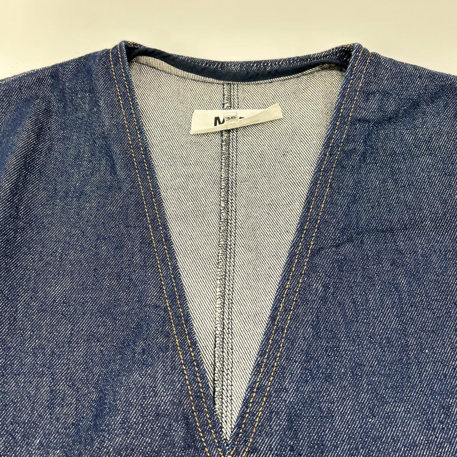 MM6 エムエムシックス 17SS S52NC0085 インディゴ コットン Vネックデニム ハーフスリーブカットソー トップス