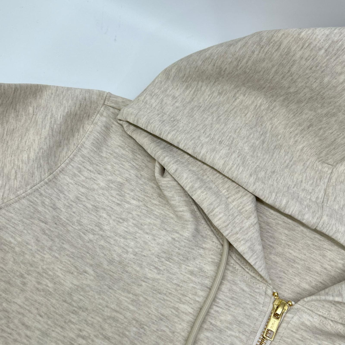 Spick & Span 26 model 26-070-200-9065 cream white cotton-blend stretch zip-up hooded sweatshirt