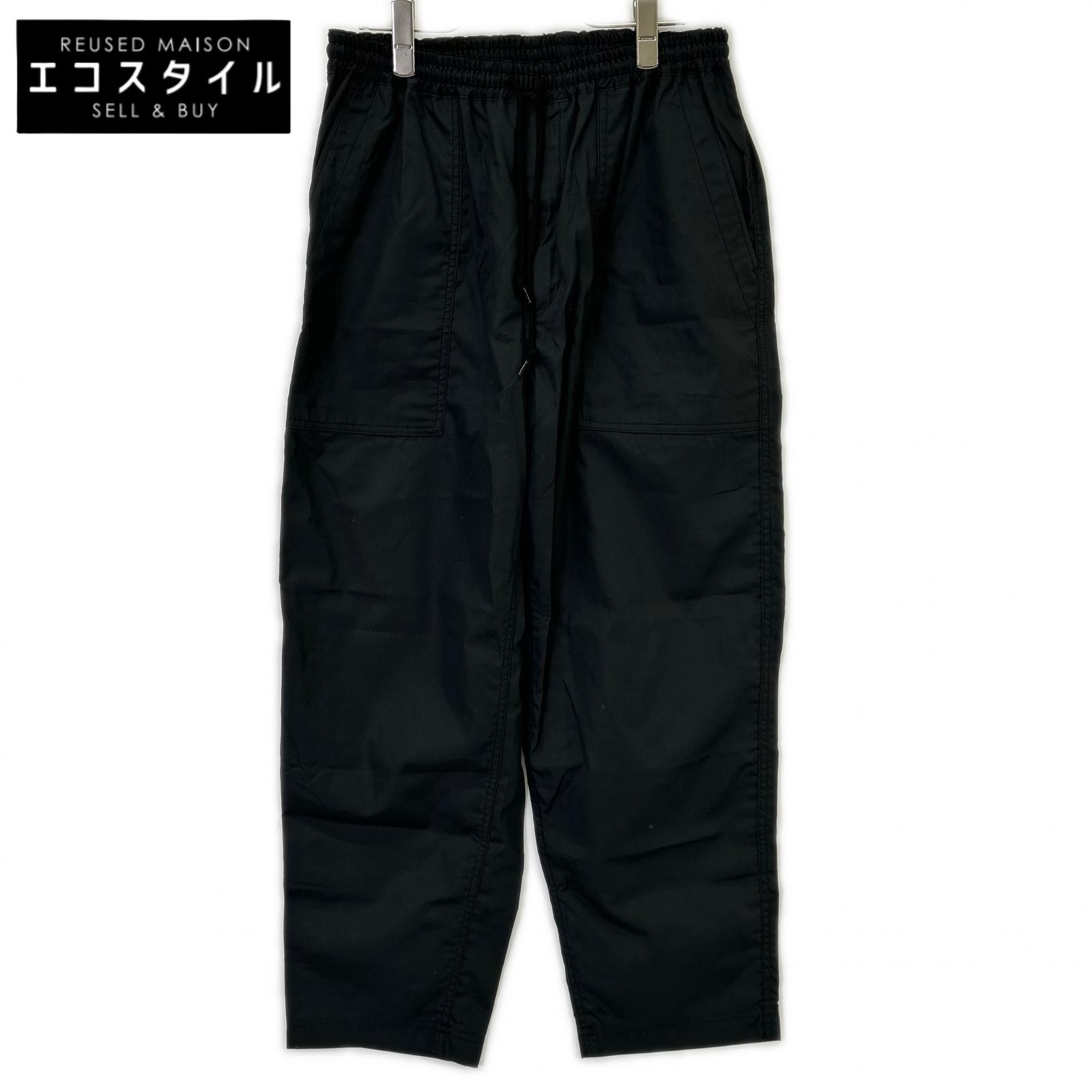 COMMEdesGARCONS HOMME コムデギャルソンオム 26SS HQ-P103 ブラック ドローストリング テーパード 綿ブロードベイカーパンツ ボトムス